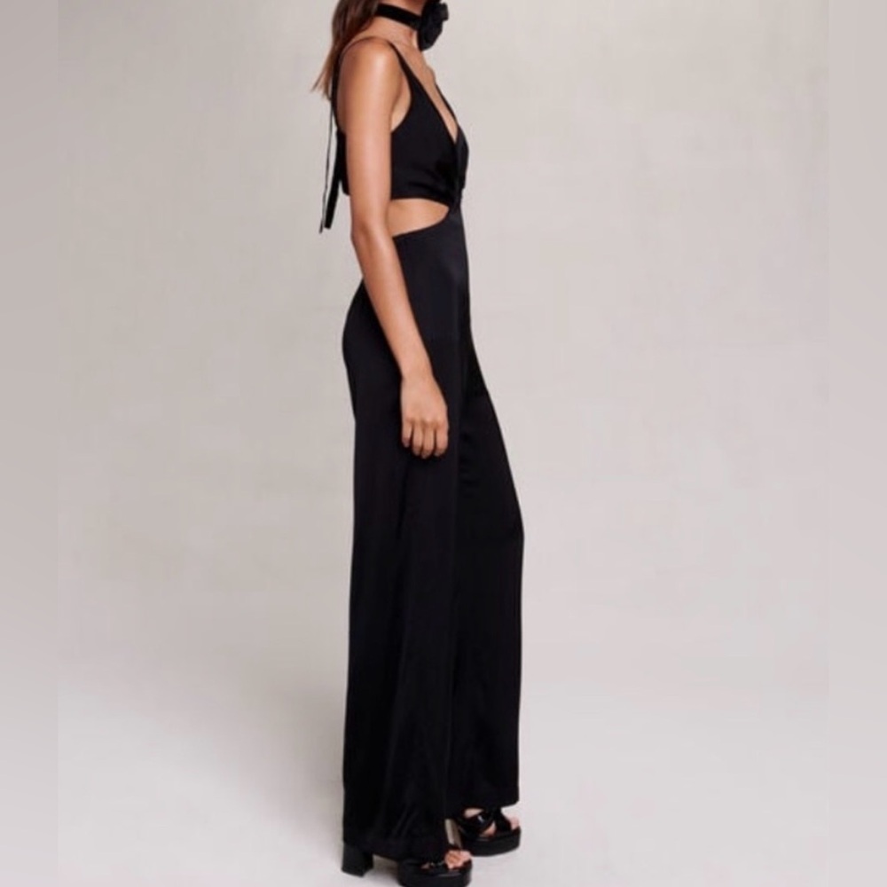 NWT Maje Black Cutout Jumpsuit with flower choker set - Picture 3 of 4